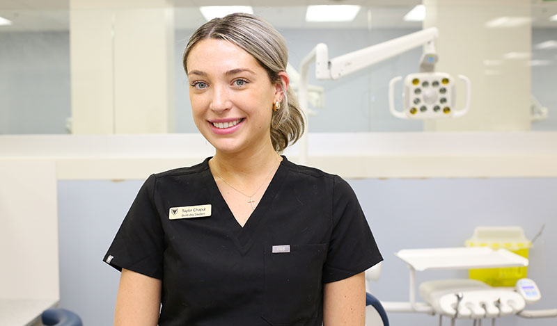 Third-year Dalhousie University Dentistry student Taylor Chaput. Photographer: Bruce Bottomley